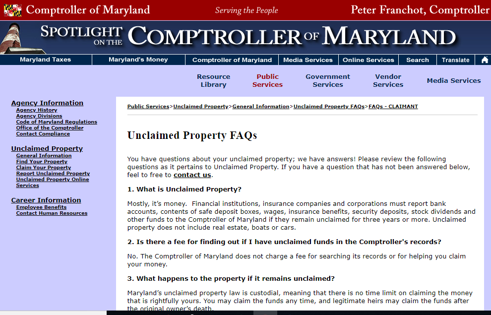 Maryland Unclaimed Money (2024 Guide) Unclaimedmoneyfinder org Maryland Unclaimed Money (2024 Guide) Unclaimedmoneyfinder org
